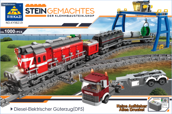 Kazi KY98219 Roter Diesel Güterzug mit Schienenkreis