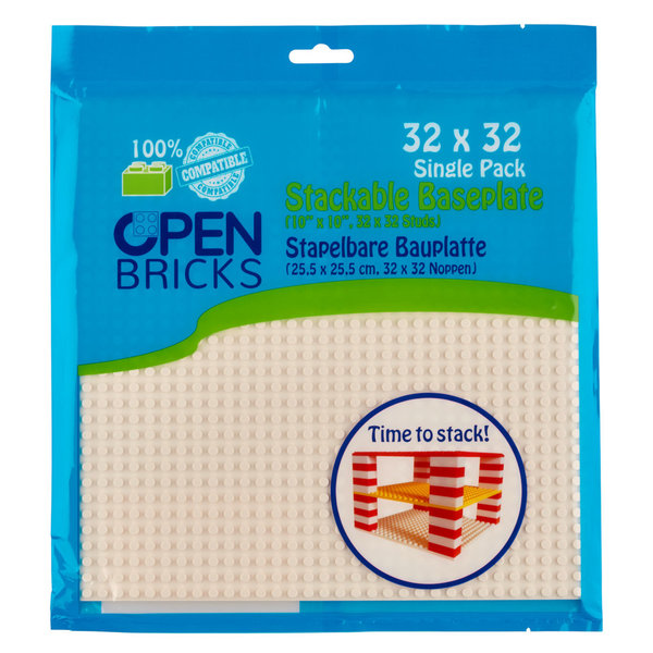 Open Bricks OB-P32WH - Stackable Baseplate 32 x 32 Noppen - White