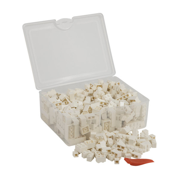 Q-Bricks Teilebox - 300 Klemmbausteine - Farbe: Weiß