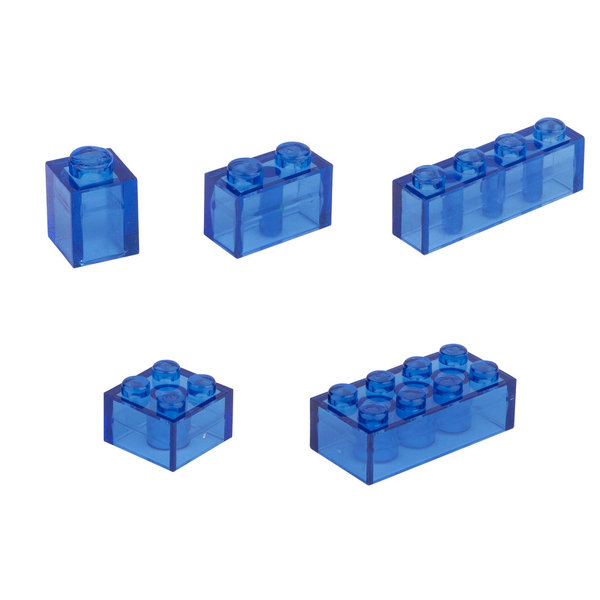 Q-Bricks Teilebox - 300 Klemmbausteine - Farbe: Himmelblau Transparent