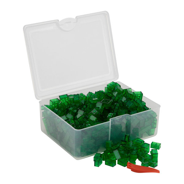 Q-Bricks Teilebox - 300 Klemmbausteine - Farbe: Signalgrün transparent