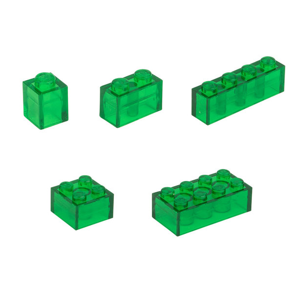 Q-Bricks Teilebox - 300 Klemmbausteine - Farbe: Signalgrün transparent