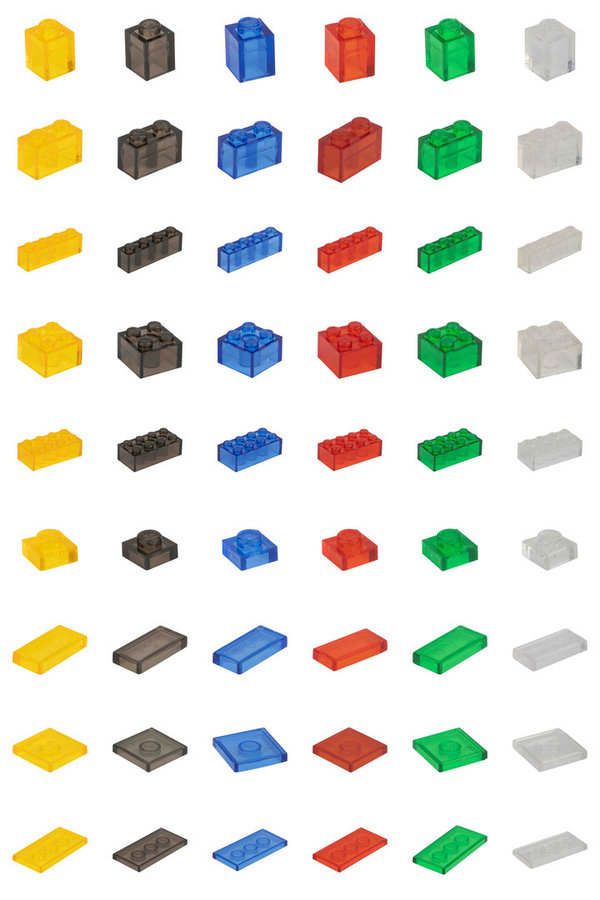 Q-Bricks Teilebox - 300 Klemmbausteine - Transparent Basismischung