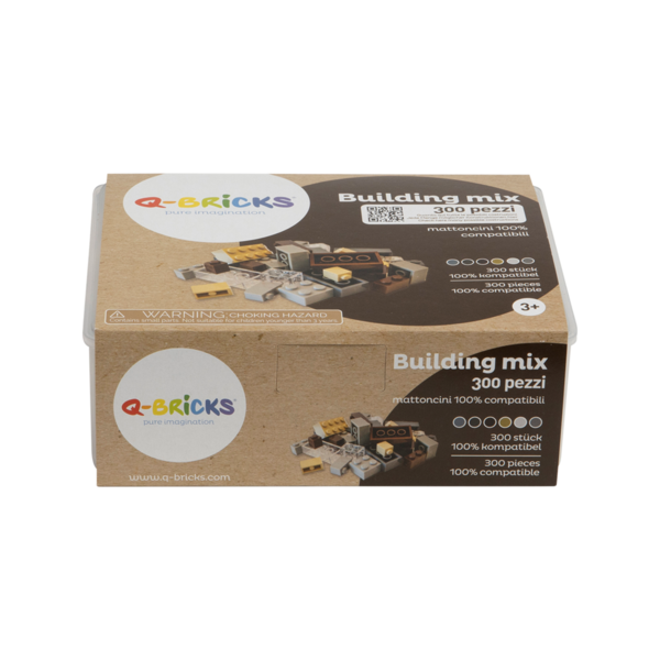 Q-Bricks Teilebox - 300 Klemmbausteine - Gebäudemischung