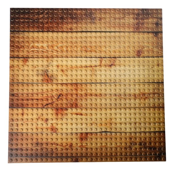 Open Bricks OB-P32WF2 - Stackable Baseplate 32 x 32 Noppen - bedruckt - Holzboden