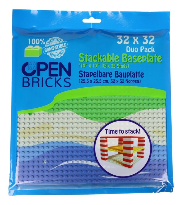 Open Bricks OB-P32SB2 - Stackable Baseplate 32 x 32 Noppen - bedruckt - Strand