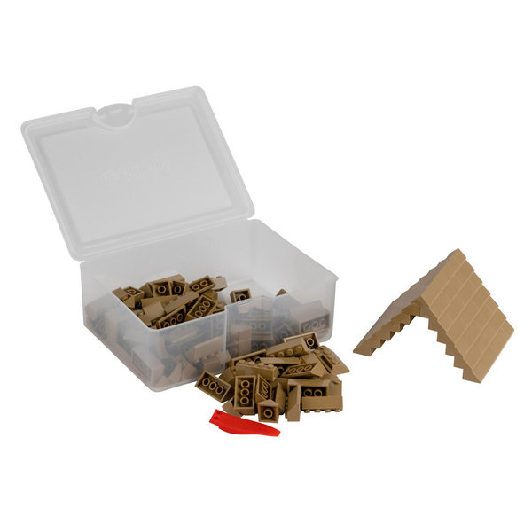 Q-Bricks Teilebox - 150 Dachsteine - Farbe: Graubeige