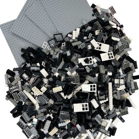 Q-Bricks Teilebox - 1000 Klemmbausteine -  Beutel mit Hausmischung in Schwarz-Weiß